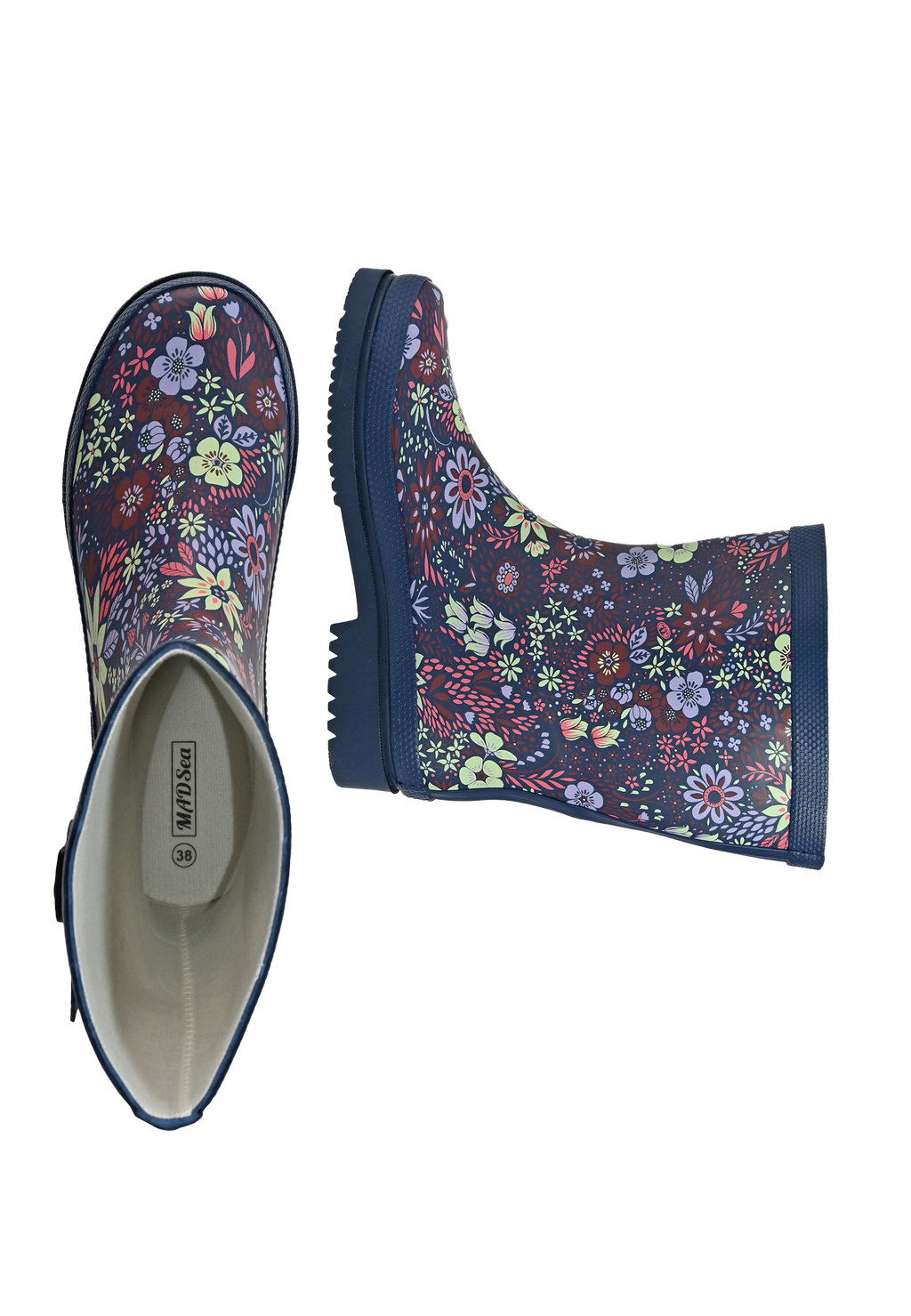 MADSea Damen Gummistiefel Flower Halbschaft