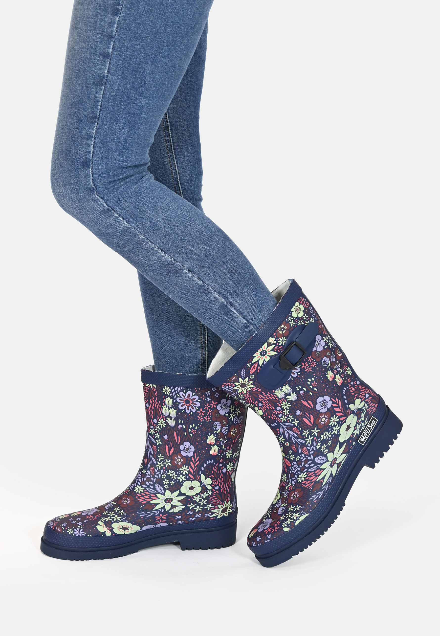 MADSea Damen Gummistiefel Flower Halbschaft