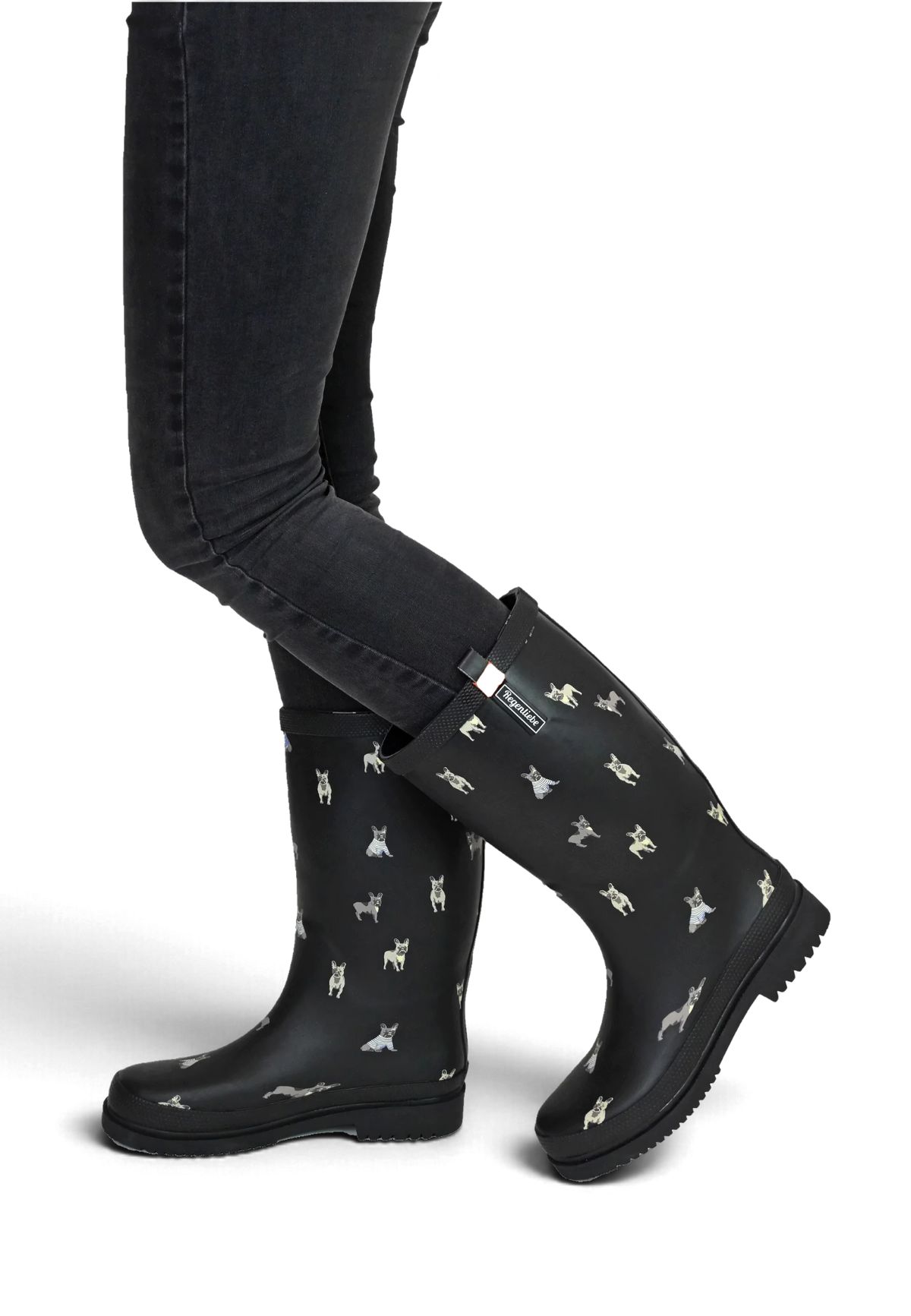 Regenliebe Damen Gummistiefel Mops Langschaft